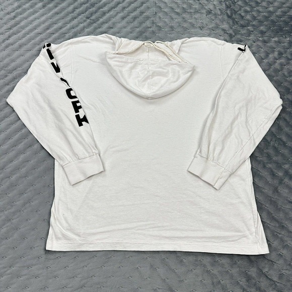 VINTAGE Lake Placid Shirt Men XL Single Stitch White Long Sleeve Hooded Pullover - Picture 2 of 13